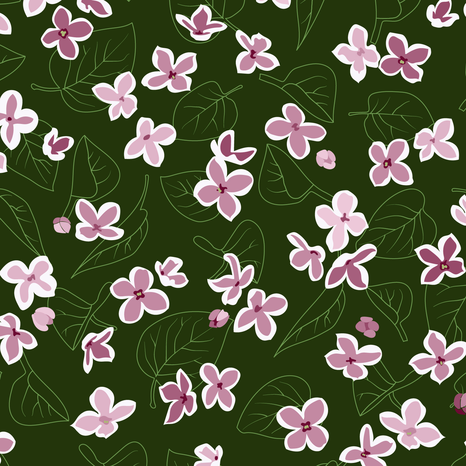 new spring pattern with lilac flowers. more colorways available in shops